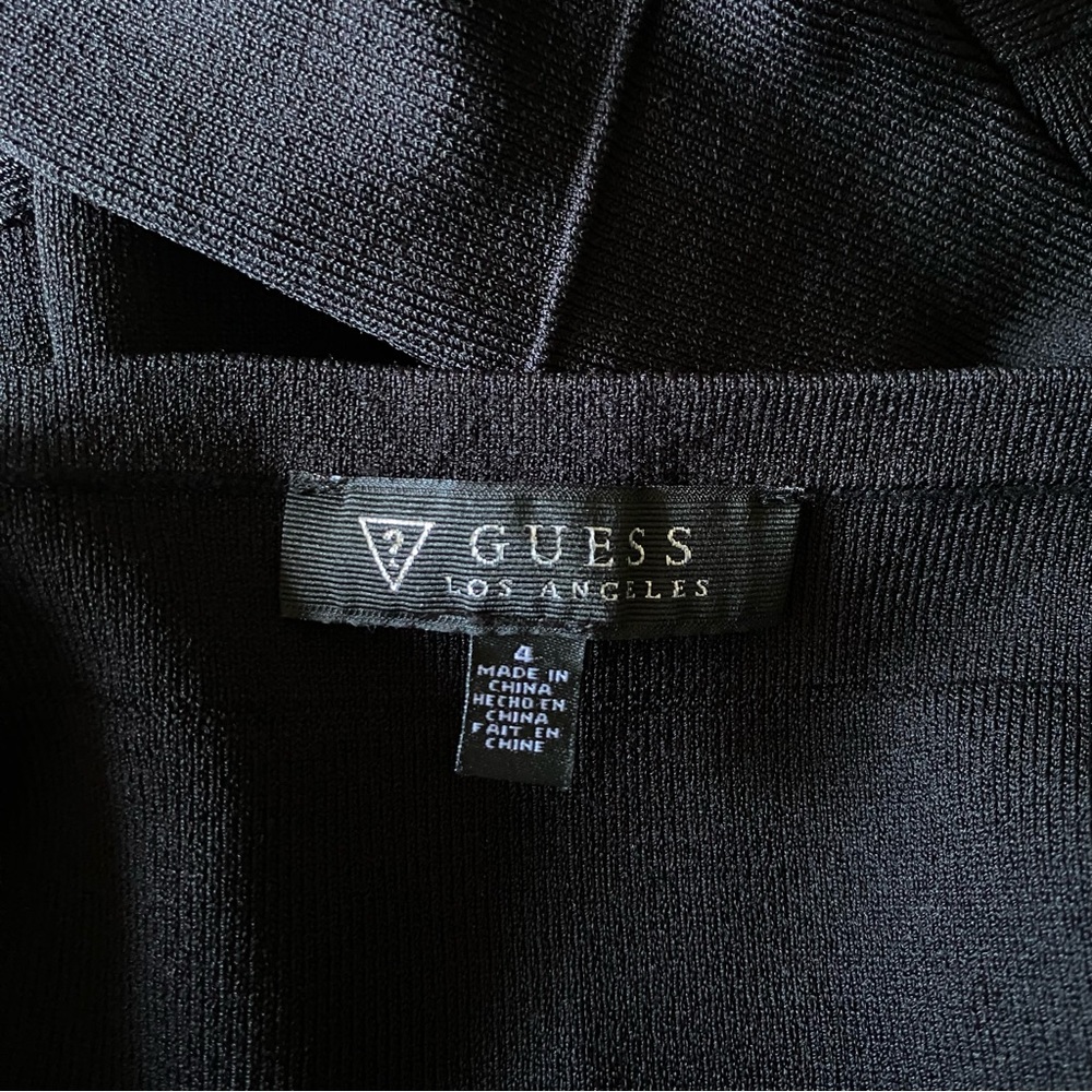 Guess LBD sweetheart neck black stretch structure bandage bodycon knit Dress 4 - Picture 11 of 12